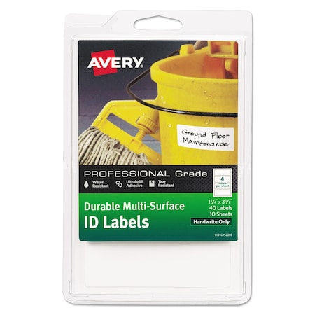 Avery Label, Dur, Id, 4Up, Wh, PK40 61522
